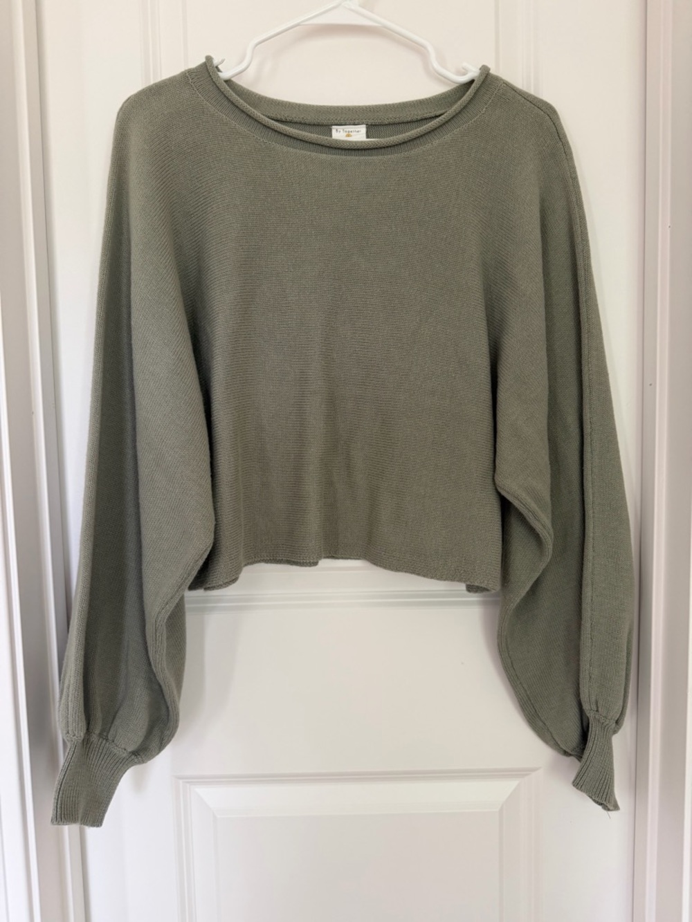 Women’s Sage Green Cropped Knit Sweater